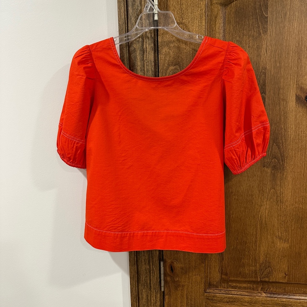 LOFT Vibrant Red Puff Sleeve Blouse